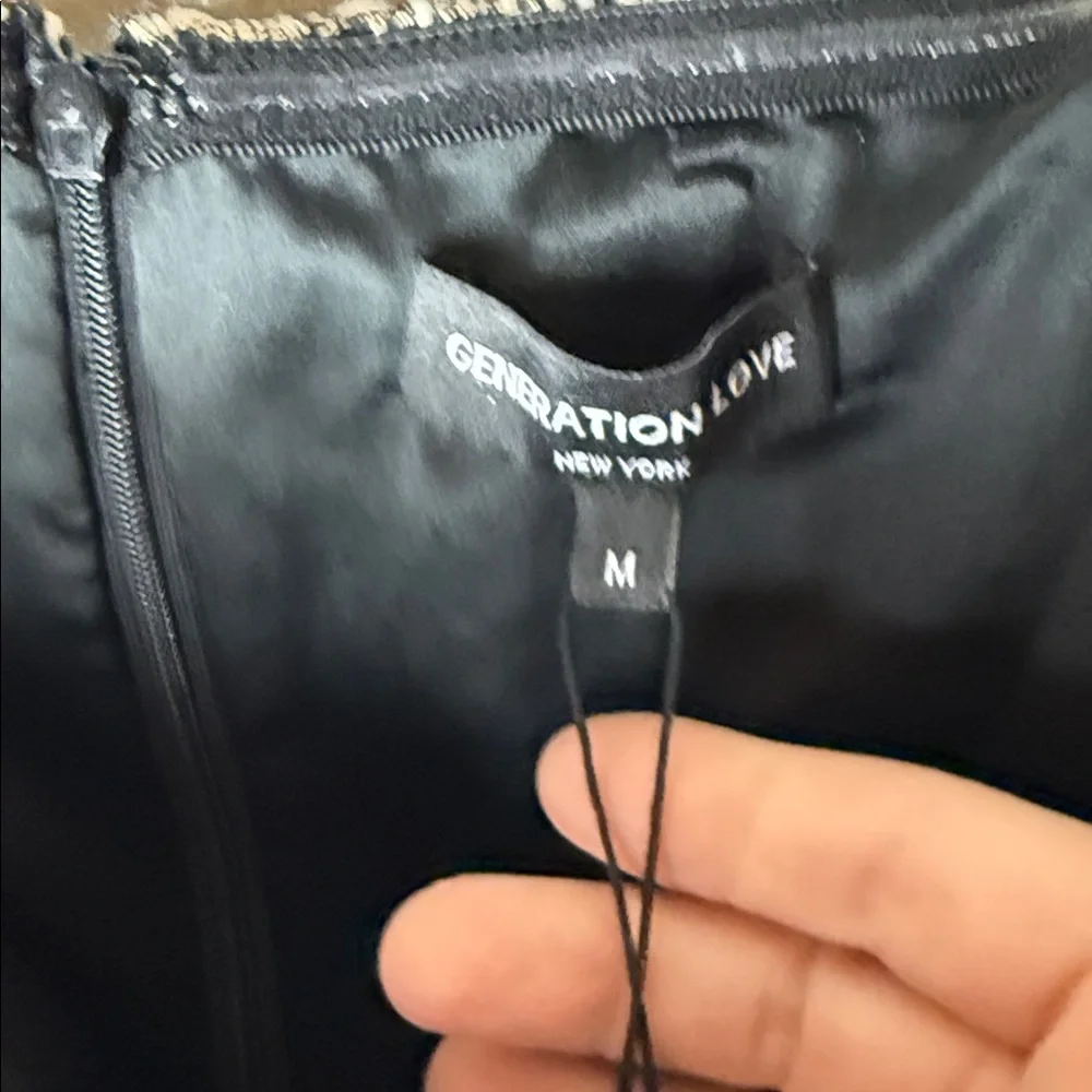 Generation Love Evelyn Tweed Dress in Gold Multi - Picture 7 of 10